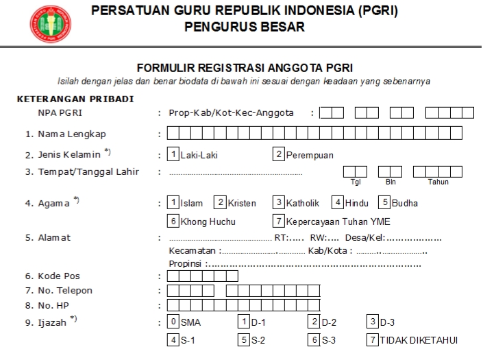 Pendaftaran PGRI Mandailing Natal - Persatuan Guru Republik Indonesia Cabang Mandailing Natal